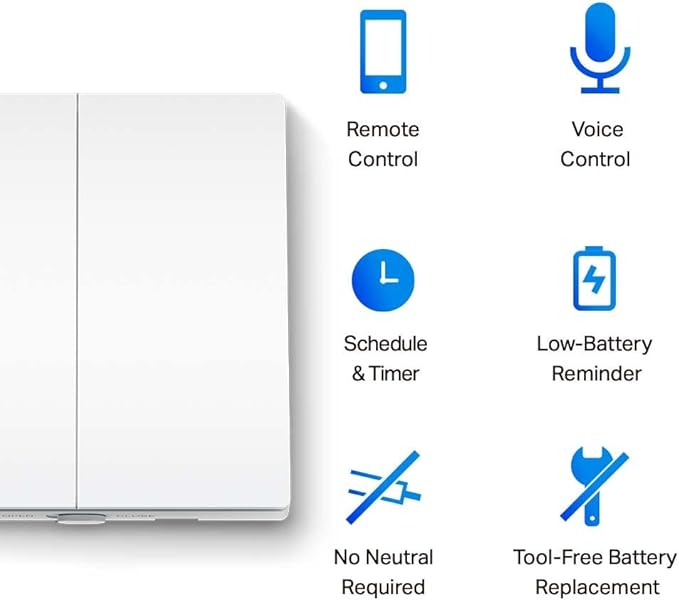 Tapo TP-Link Smart Light Switch 2-Gang 1-Way 868 MHz