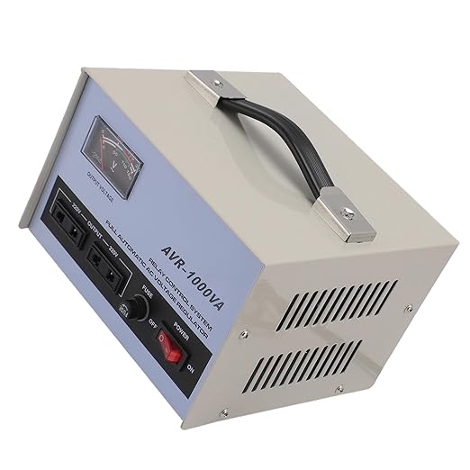 Jiawu Voltage Stabilizer, 160-250V Input 1000W Voltage Regulator with 2 for Electronic Device (UK Plug)