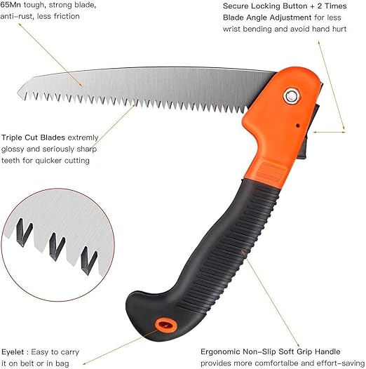Boniry Heavy Duty Plant Cutter Branch Saws, Hand Saw, Outdoor Hacksaws, Saw Blade Length 18 cm Saw Blade Made of Steel, Saw for Patio Repair Travel Camps, 39 cm Folding Saw (Saw Cutter)