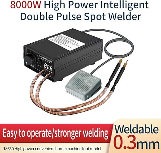 Joleritc 8000W High Dual Pulse Spots Welding Machine for Welding 18650 Lithium Battery Cellphone Batteries and 0.1-0.15mm Nickel Sheet