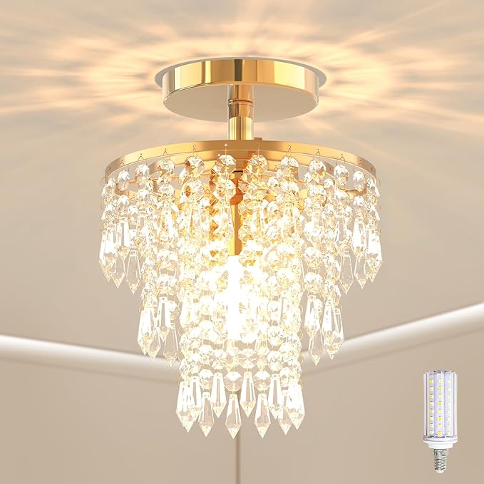 3 Tier Raindrop Crystal Ceiling Lamp