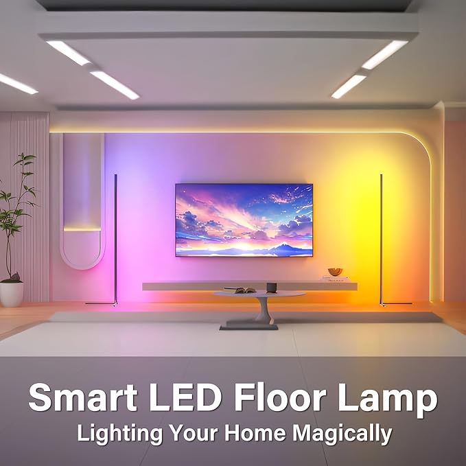 Mizuki Homes Smart RGBIC LED Corner Lamp with 300+ Dynamic Scene Modes Voice Control App Remote USB Port and Wireless Technology Ideal for Living Rooms Bedrooms and Gaming Rooms