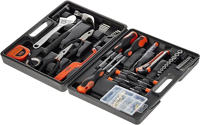 Black & Decker 126 Pieces Hand Tool Kit In Kitbox For Home Diy & Professional USe, Orange/Black - Bmt126C, 2 Years Warranty 