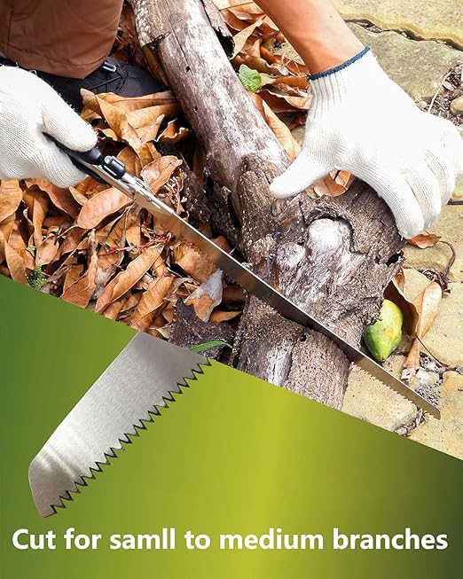 Azonee Hand Saws for Tree Trimming, Curved Pruning Saw for Single-Hand Use, Hand Saw for Outdoor Wood Cutting Branches for Camping, Garden, 14 Inch