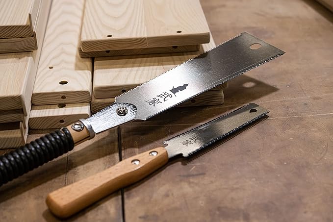 Japanese Pull Saw 9.5 Inch – Hand Saw Woodworking – Stainless Steel Ultra Sharp Blade for Clean Edge Cutting – Double-Edged Pull Saw - Woodworking Hand Tools – Thin and Lightweight Design