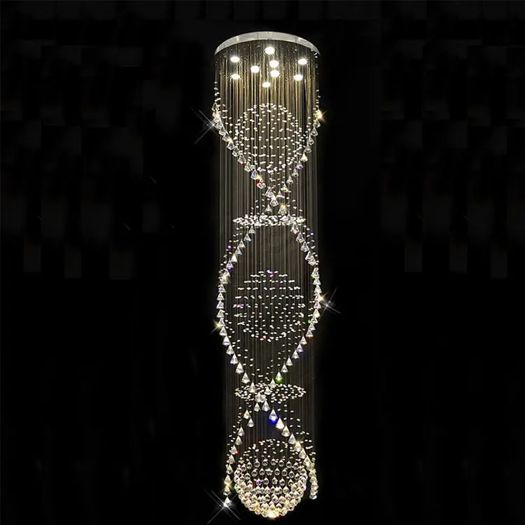 Modern Crystal Ceiling Lamp Devices Hotel Villa Double Spiral Crystal Chandelier Light