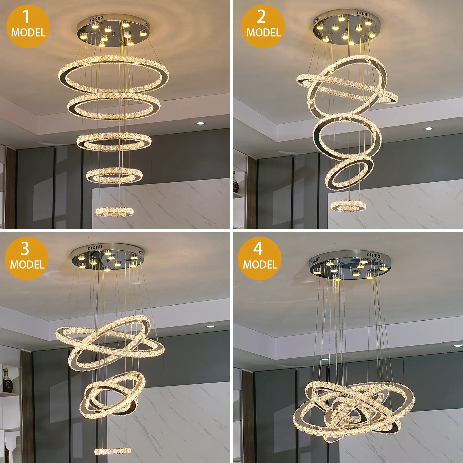 Changeable Luxury Modern Staircase High Ceiling Crystal Chandelier for Stairs