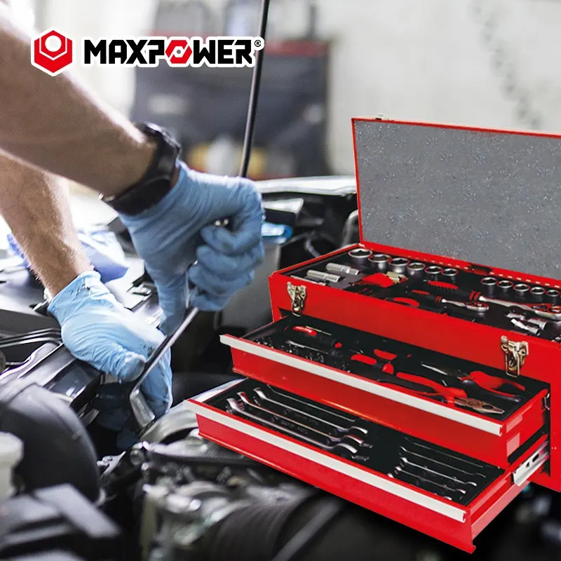 Maxpower 90pcs Socket Wrench 3-Layer Mechanics Tool Repair Case Full Household Hand Tool Set